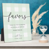 Mint Green Gingham Favors Sign Fotoplaat (Zijkant)