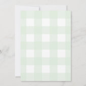 Mint Green Gingham First Birthday Invitation Kaart (Achterkant)