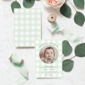 Mint Green Gingham Foto Verjaardag Kaart