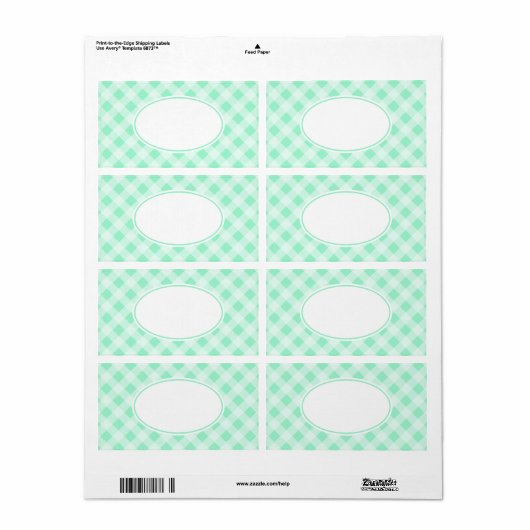 Mint Green Gingham Labels (Full Sheet)