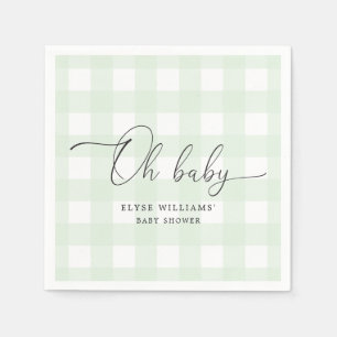 Mint Green Gingham Oh Baby Paper Napkin Servet