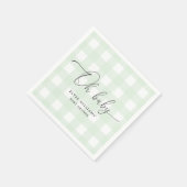 Mint Green Gingham Oh Baby Paper Napkin Servet (Hoek)