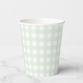 Mint Green Gingham Paper cup Papieren Bekers (Achterkant)