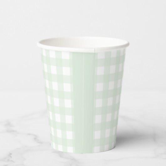 Mint Green Gingham Paper cup Papieren Bekers (Rechts)