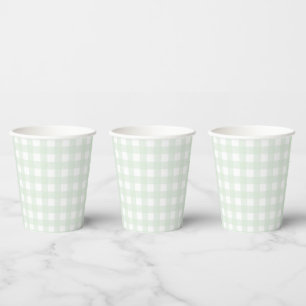 Mint Green Gingham Paper cup Papieren Bekers