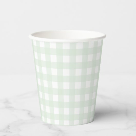 Mint Green Gingham Paper cup Papieren Bekers (Voorkant)