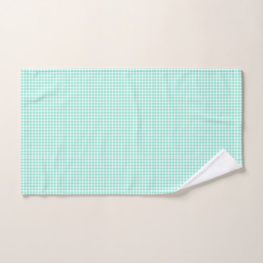 Mint Green Gingham Pattern Small Check Pset Handdoek (Handdoek)