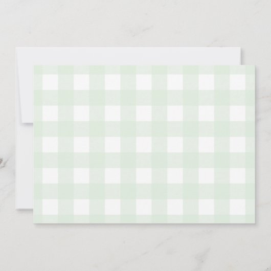 Mint Green Gingham Photo Birthday Invitation Kaart (Achterkant)