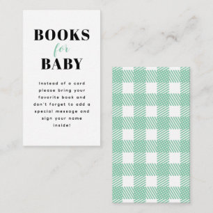 Mint Green Gingham Plaid Baby shower Boek Aanvraag Informatiekaartje