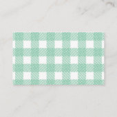 Mint Green Gingham Plaid Baby shower Luier Raffle Informatiekaartje (Achterkant)