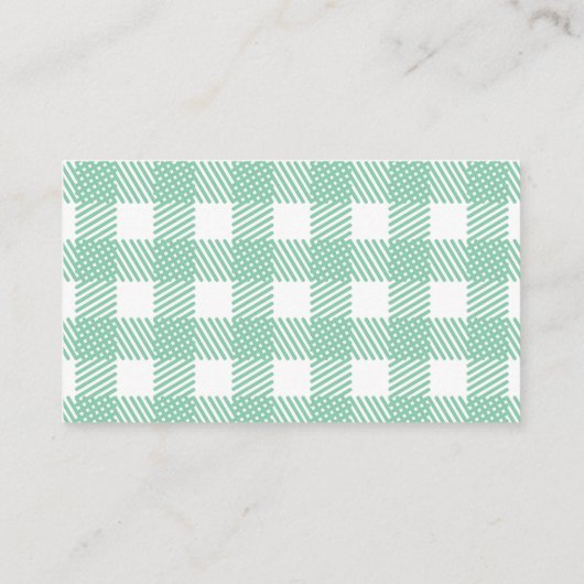 Mint Green Gingham Plaid Baby shower Luier Raffle Informatiekaartje (Achterkant)