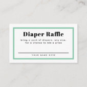 Mint Green Gingham Plaid Baby shower Luier Raffle Informatiekaartje (Voorkant)