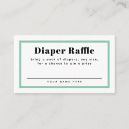 Mint Green Gingham Plaid Baby shower Luier Raffle Informatiekaartje