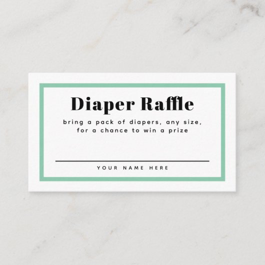 Mint Green Gingham Plaid Baby shower Luier Raffle Informatiekaartje (Voorkant)