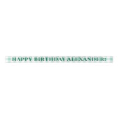 Mint Green Gingham Plaid Green Text Happy Birthday Satijnen Lint (Voorkant)