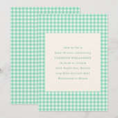 Mint Green Gingham Plaid Schattige Zomer Baby show Kaart (Voorkant / Achterkant)