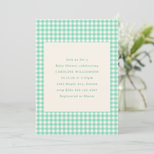 Mint Green Gingham Plaid Schattige Zomer Baby show Kaart