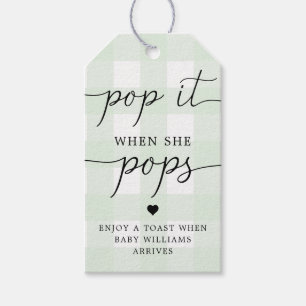 Mint Green Gingham Pop het als ze Pop voor tag Cadeaulabel