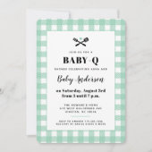 Mint Green Gingham Pset Baby shower BBQ Kaart (Voorkant)