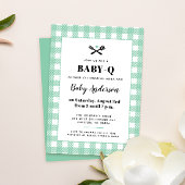 Mint Green Gingham Pset Baby shower BBQ Kaart