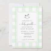 Mint Green Gingham Rocking Horse Baby Sprinkle Kaart (Voorkant)