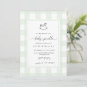 Mint Green Gingham Rocking Horse Baby Sprinkle Kaart (Staand voorkant)
