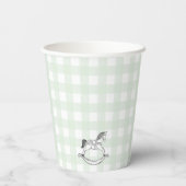 Mint Green Gingham Rocking Horse Paper cup Papieren Bekers (Achterkant)