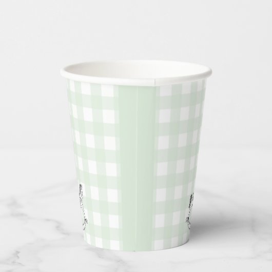 Mint Green Gingham Rocking Horse Paper cup Papieren Bekers (Rechts)
