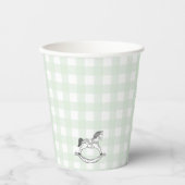 Mint Green Gingham Rocking Horse Paper cup Papieren Bekers (Voorkant)