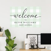 Mint Green Gingham Welcome Sign Poster (Thuiskantoor)