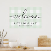 Mint Green Gingham Welcome Sign Poster (Keuken)