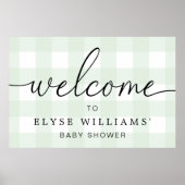 Mint Green Gingham Welcome Sign Poster (Voorkant)
