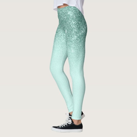 Mint Green Glam Glitter Sparkle Ombre Trendy Leggings (Links)