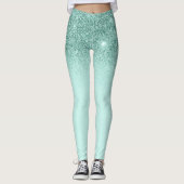 Mint Green Glam Glitter Sparkle Ombre Trendy Leggings (Voorkant)