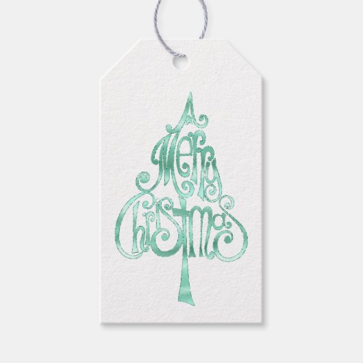 Mint Green Glam Kerstmis Cadeaulabel (Voorkant)