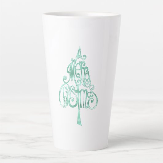 Mint Green Glam Kerstmis Latte Mok (Voorkant)
