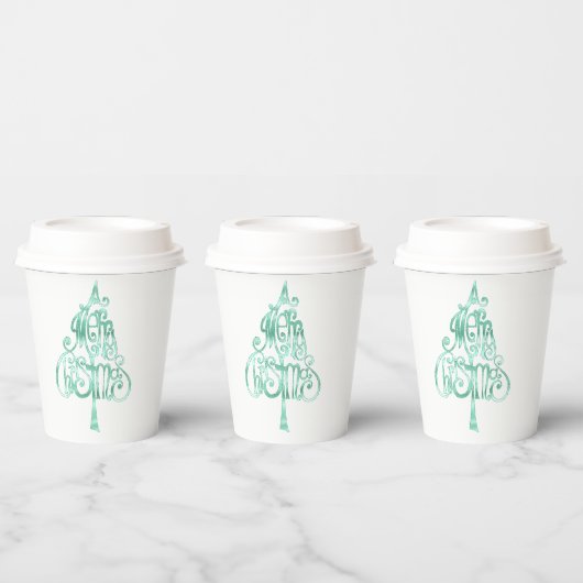 Mint Green Glam Kerstmis Papieren Bekers (Multi)