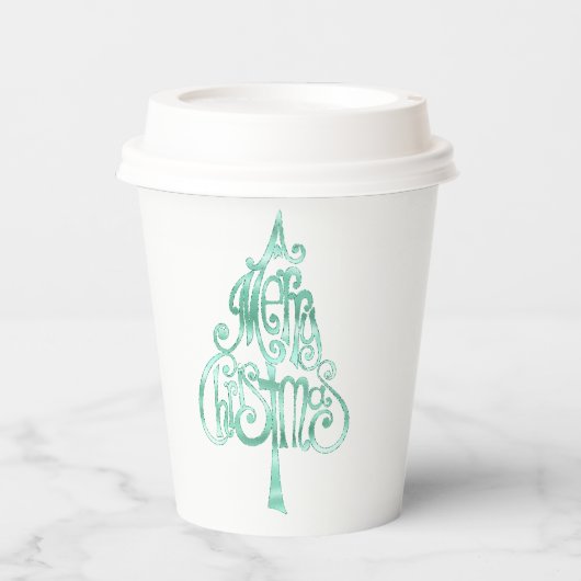 Mint Green Glam Kerstmis Papieren Bekers (Voorkant)