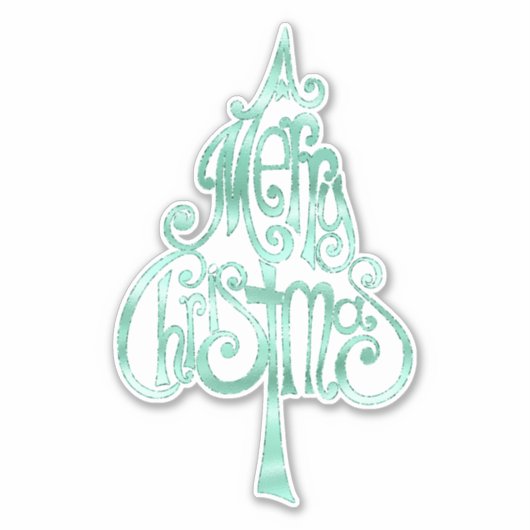 Mint Green Glam Kerstmis Sticker (Voorkant)
