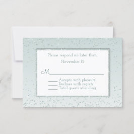 Mint Green Glitter and Shine Wedding RSVP Kaart