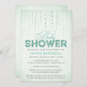 Mint Green Glitter Baby shower Invitation Kaart (Voorkant / Achterkant)