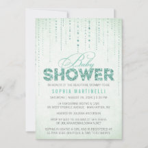 Mint Green Glitter Baby shower Invitation