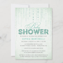 Mint Green Glitter Baby shower Invitation Kaart