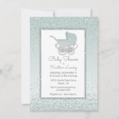 Mint Green Glitter Baby shower Invitation Kaart (Voorkant)