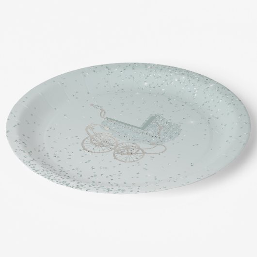 Mint Green Glitter Baby shower Papier Bord (Gekanteld)