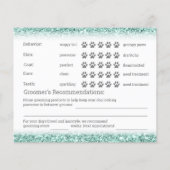 Mint Green Glitter Dog Grooming Report Kaart Flyer (Achterkant)