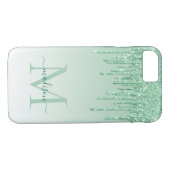 Mint Green Glitter Drift Sparkle Monogram Manuscri Case-Mate iPhone Case (Achterkant (Horizontaal))