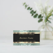 Mint Green Glitter en Elegant Gold Visitekaartje (Staand voorkant)