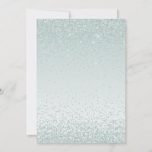 Mint Green Glitter en Shine Wedding Invitation Kaart (Achterkant)