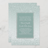 Mint Green Glitter en Shine Wedding Invitation Kaart (Voorkant / Achterkant)